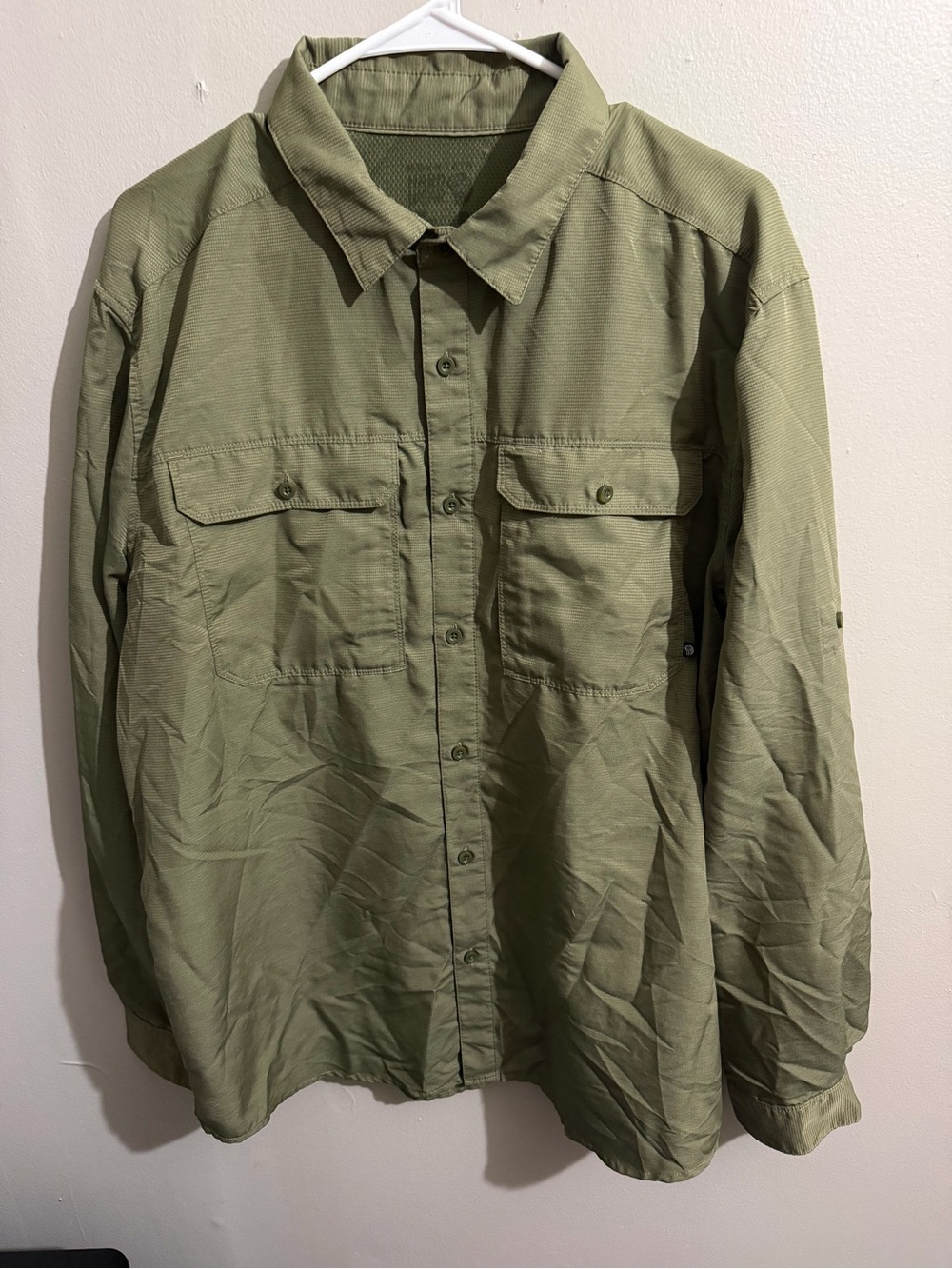Mountain Hardwear Canyon Long Sleeve Shirt Mens XL Green Hiking Utility OM7043